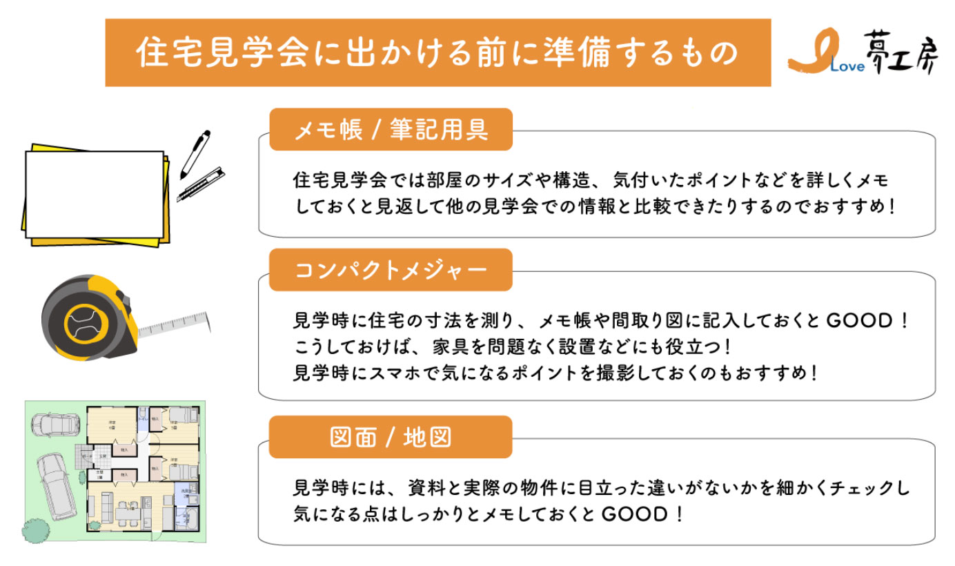 住宅見学会に出かける前の準備